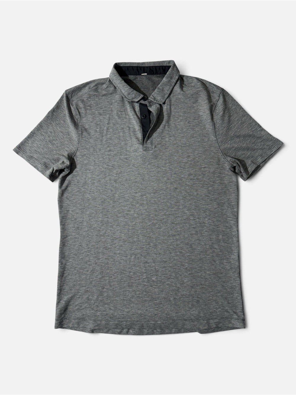 Lululemon mens L Large grey lightweight mesh performance polo shirt EUC